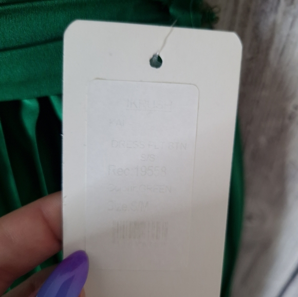 Kaia Size uk 8/10 Green Midi dress Pleated skirt V neck / wrap neck - Picture 7 of 7